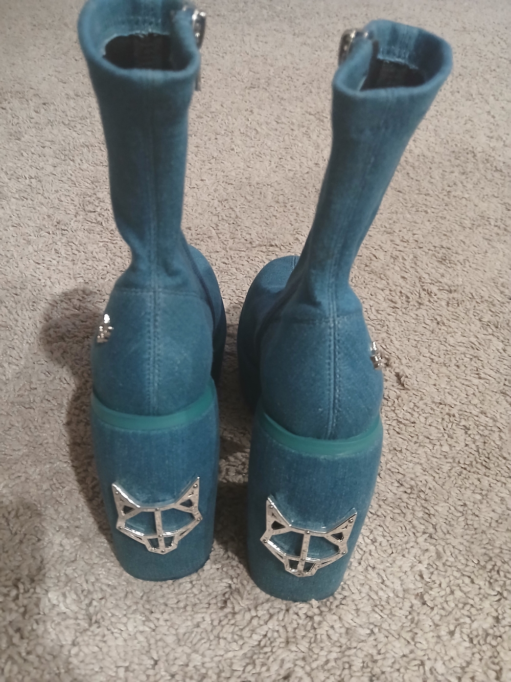 Naked Wolfe Sugar Denim Platform Sock Boots - Picture 3 of 8